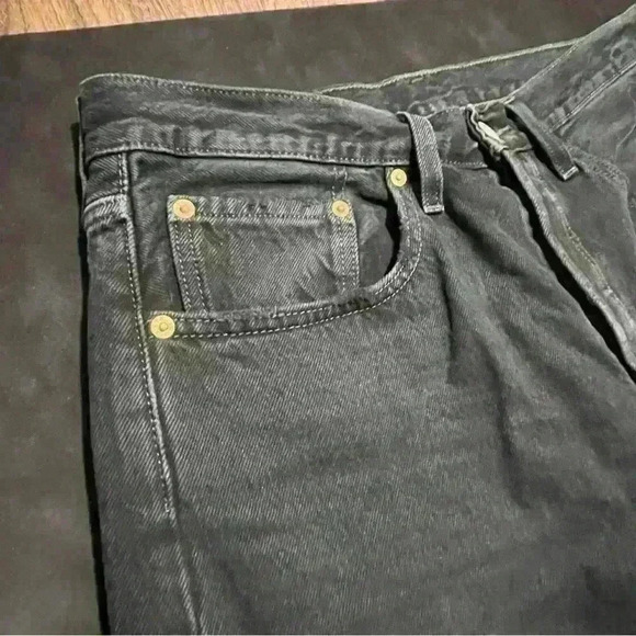 Levi's Premium Big E 501 S Skinny Black Distressed Button Fly Jeans 26x24 - Picture 7 of 12